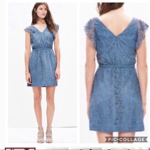 Madewell Lace Flutter Sleeves A-Line Midi Dress - Picture 2 of 10